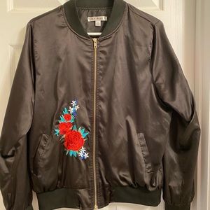 Say What black satin embroidered Jacket